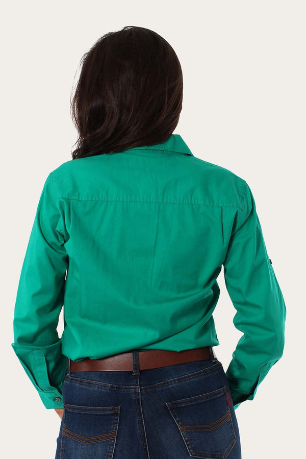 RINGERS WESTERN Pentecost River Womens Half Button Work Shirt -Green