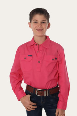 RINGERS WESTERN Ord River Kids Half Button Work Shirt -Melon