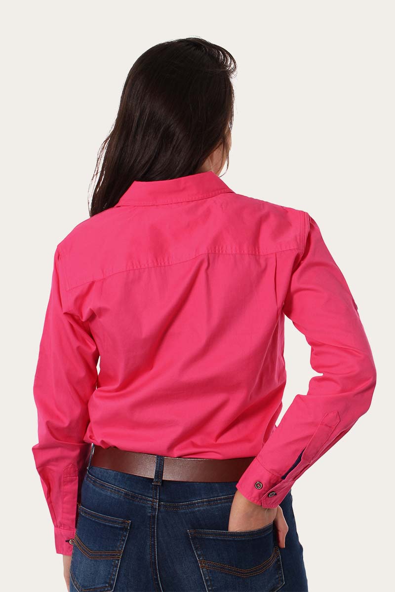 RINGERS WESTERN Pentecost River Womens Full Button Work Shirt -Melon