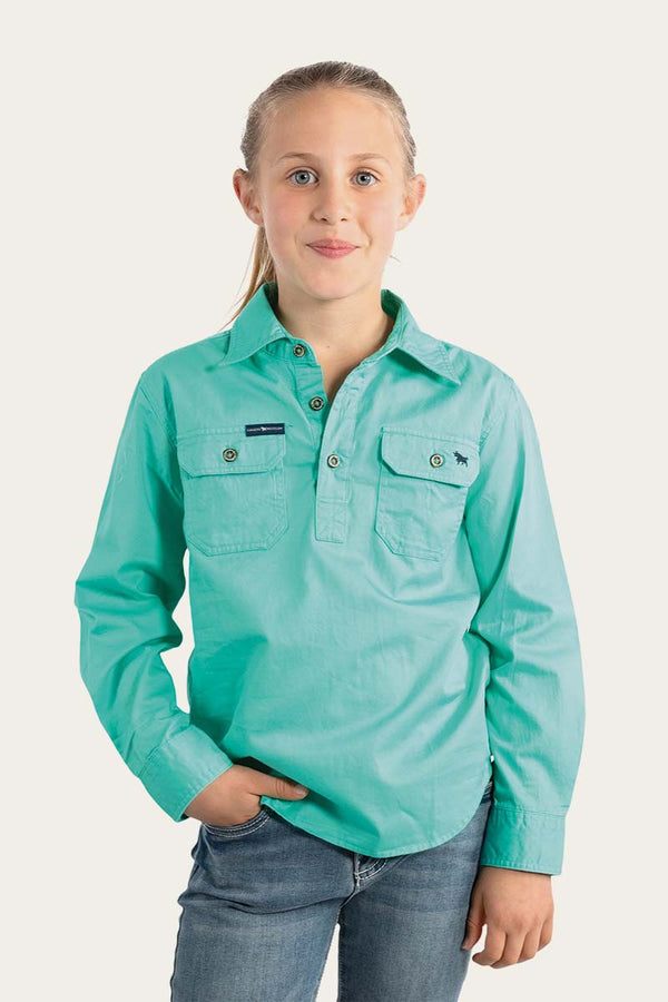 RINGERS WESTERN Ord River Kids Half Button Work Shirt - Mint