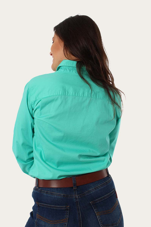 RINGERS WESTERN Pentecost River Womens Half Button Work Shirt -Mint