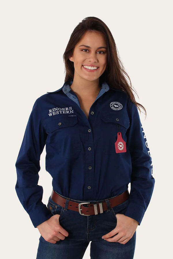 Ringers Western Signature Jillaroo Womens Full Button Work Shirt - Navy