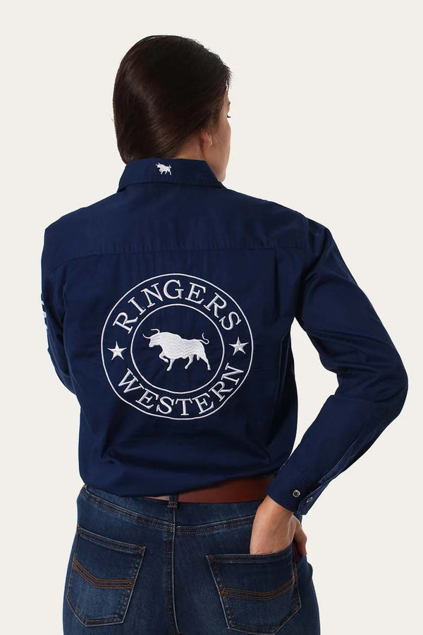 Ringers Western Signature Jillaroo Womens Full Button Work Shirt - Navy