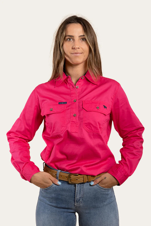 Neon Pink - Women's Half button Ringers Western