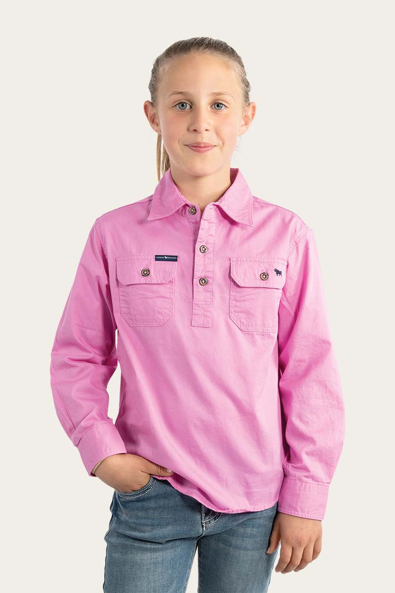 Ringers Western Ord River Kids Half Button - Pastel Pink