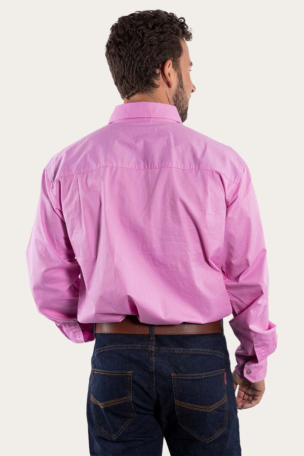 RINGERS WESTERN King River Mens Half Button Work Shirt -Pastel Pink