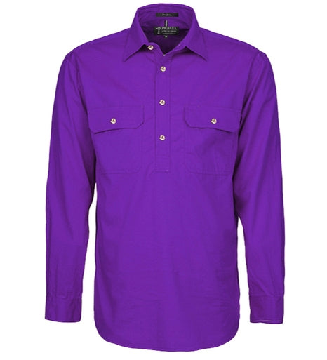 Pilbara Mens Half Button - Purple