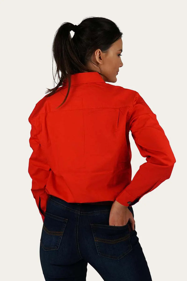 RINGERS WESTERN Pentecost River Womens Half Button Work Shirt -Red