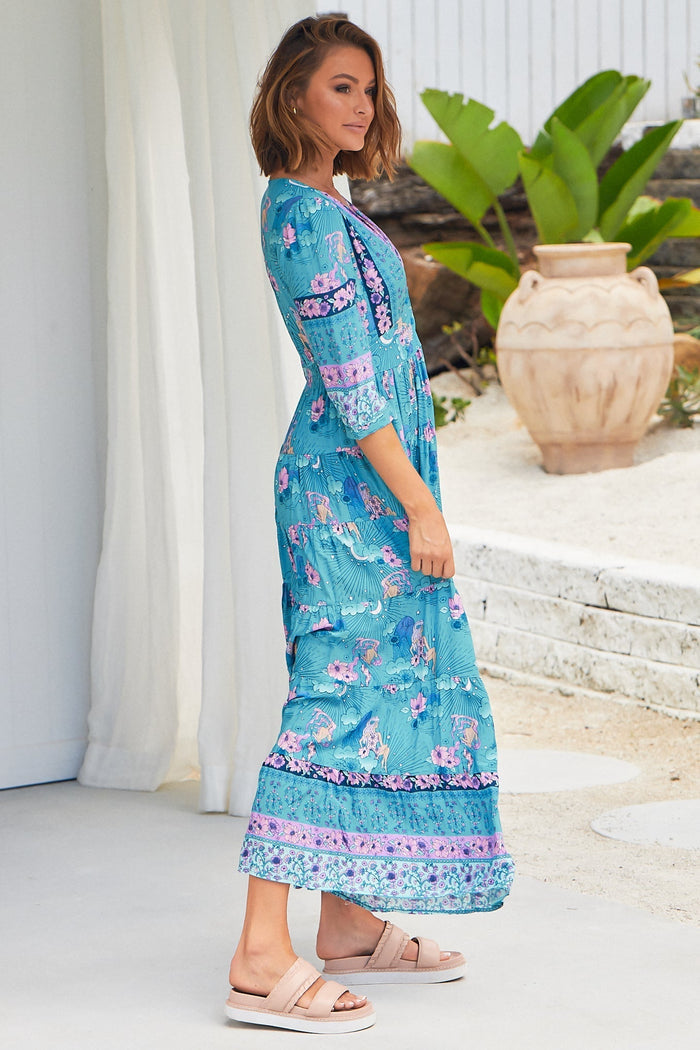 Jaase Berry Starry Turquoise Maxi Dress – Whiskey and Wildflowers