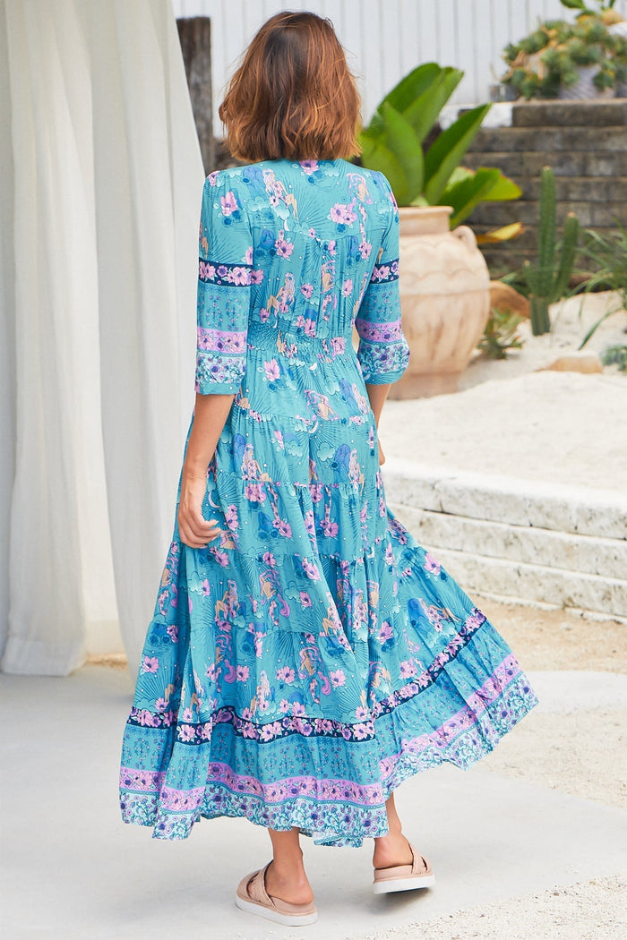 jaase blue maxi dress Jaase Berry Starry Turquoise Maxi Dress – Whiskey and Wildflowers
