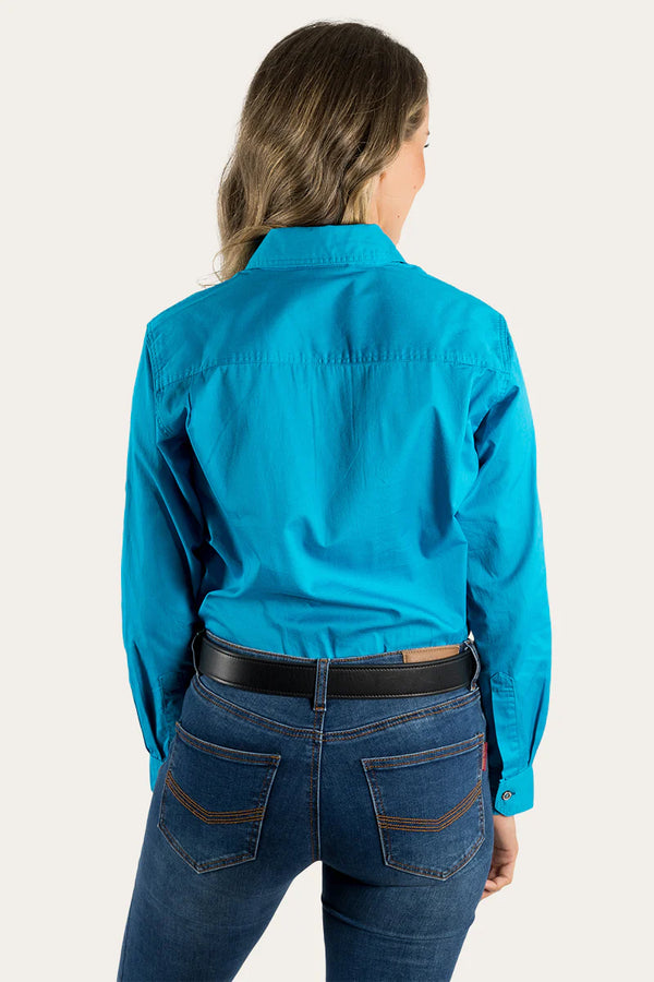 RINGERS WESTERN Pentecost River Womens Full Button Work Shirt -Turquoise