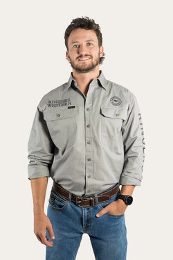 RINGERS WESTERN Hawkeye Mens Full Button Work Shirt -Ultimate Grey/Magnum Embroidery