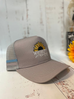 Whiskey & Wildflower Silver and Grey with Turquoise Trucker Cap MAR