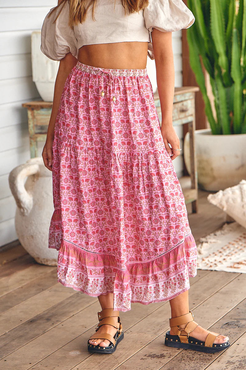 PNK Rose Blossom Print Shayla Maxi Skirt - Jaase