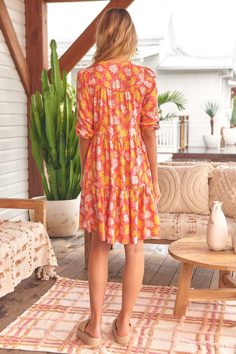 Follow The Sun Print Finch Mini Dress - Jaase