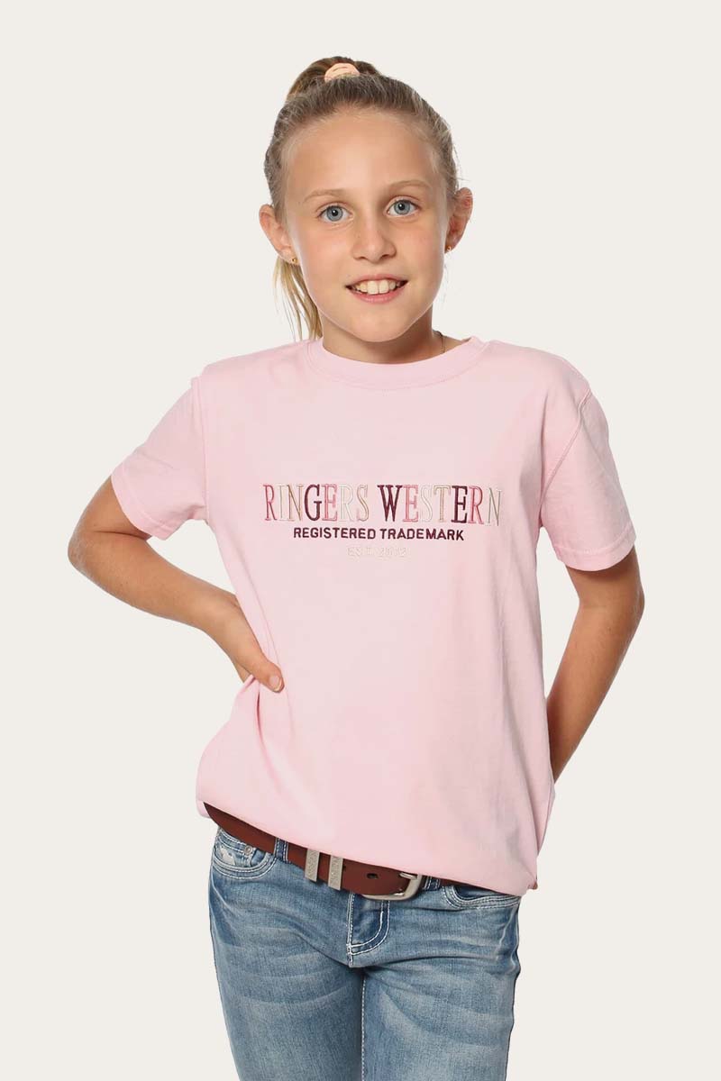 Bondi KIds Loose T-Shirt - Dusty Pink With Multi Embroidery