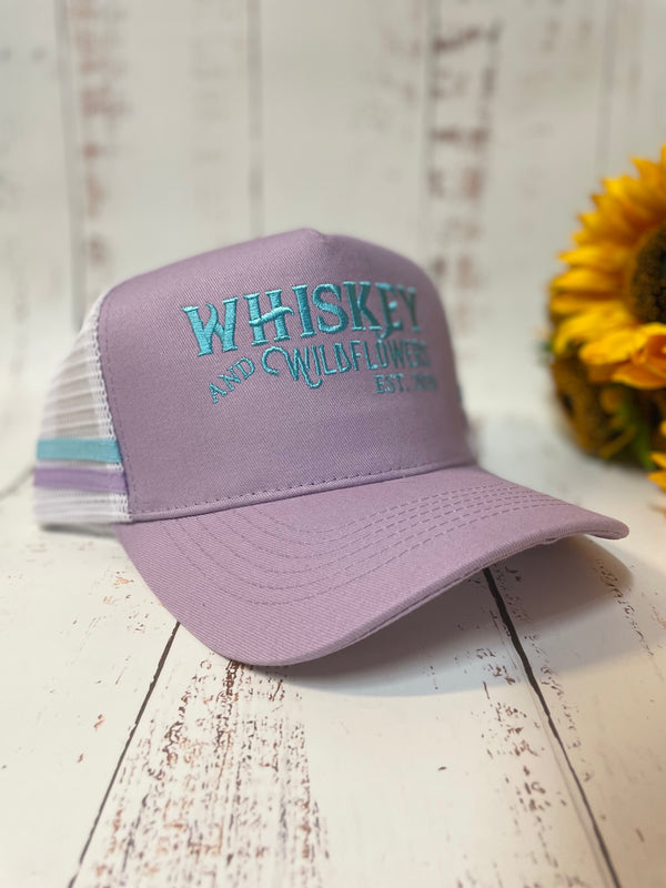 Whiskey & Wildflower Ponytail Lavender White and Baby blue Cap JAN