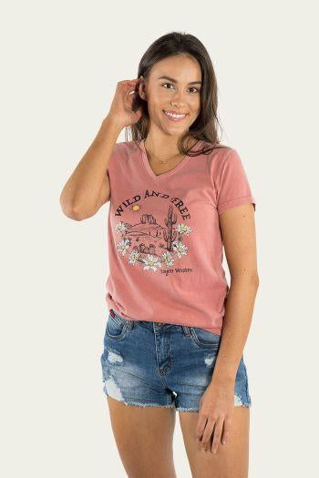 Dusty Rose - Wild & Free Women's Relaxed V Neck T-Shirt