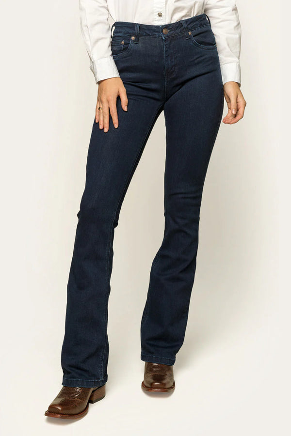 RINGERS WESTERN Katherine Womens Mid Rise Bootleg Jeans - indigo blue