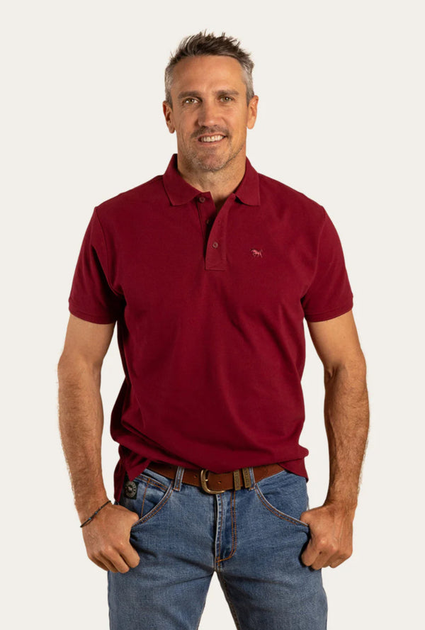 RINGERS WESTERN Essential Mens Polo-Burgundy