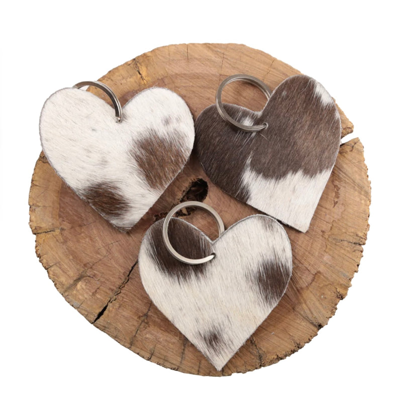 COUNTRY ALLURE Cowhide Leather Heart Keychain - Medium