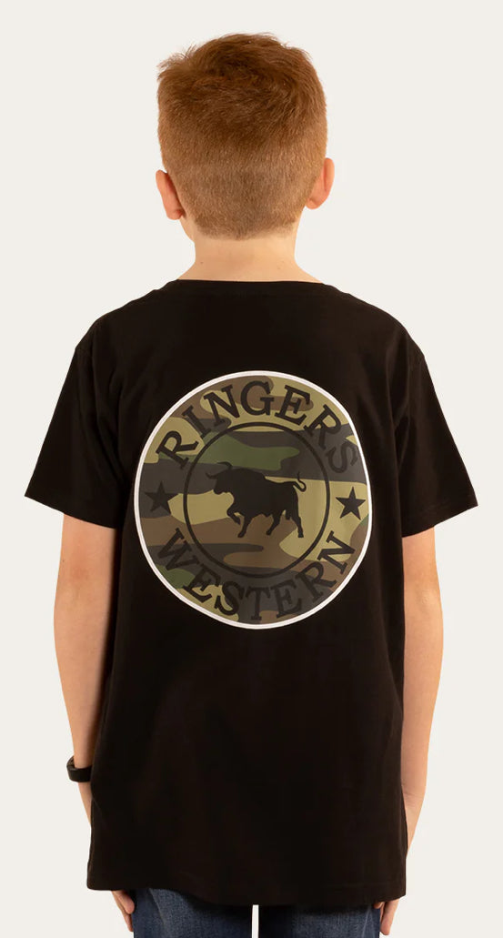 RINGERS WESTERN Signature Bull Kids Classic T-Shirt - Black / Camo