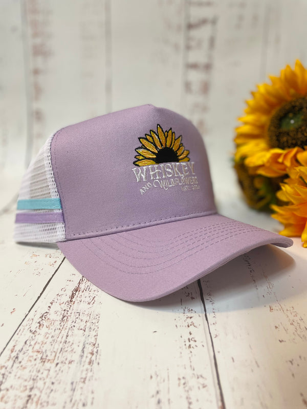 Whiskey & Wildflower Ponytail Lavender White and Baby blue Cap JAN