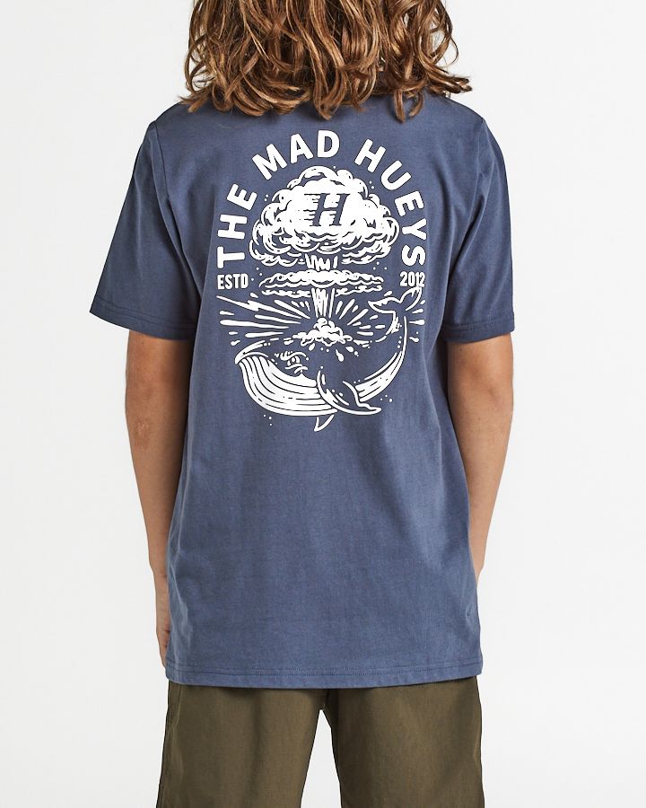 The Mad Hueys Whale Youth SS Tee- Petrol Blue